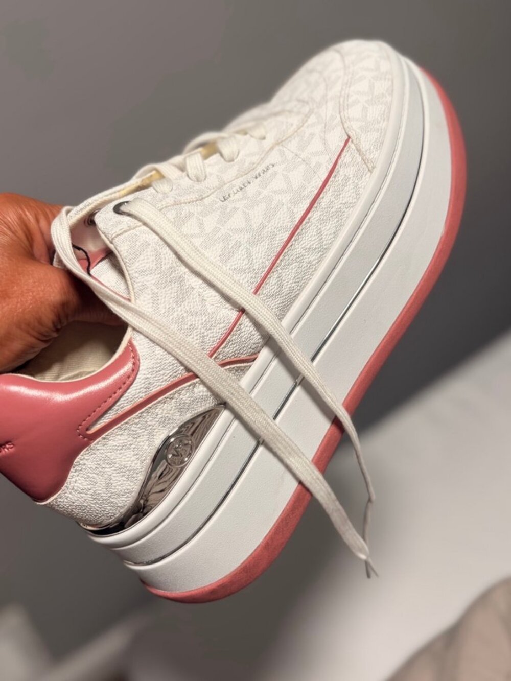 Michael Kors White Pink Platform Sneakers Women’s 9